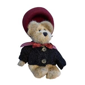 Boyds Collection Teddy Bear with Burgundy Hat and Jacket Outfit